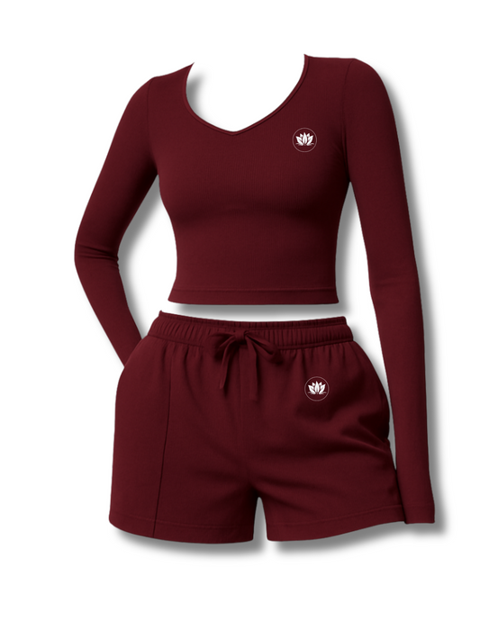 two-piece women’s lounge burgundy