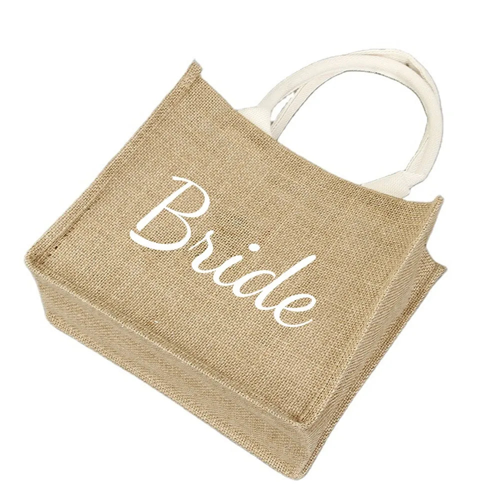 New Bride Linen bag  Bohemian style handbag for bride Wedding decorations Creative wedding gifts Bridal shower favor - M.Y.A.A.'S Bridal Party Collection