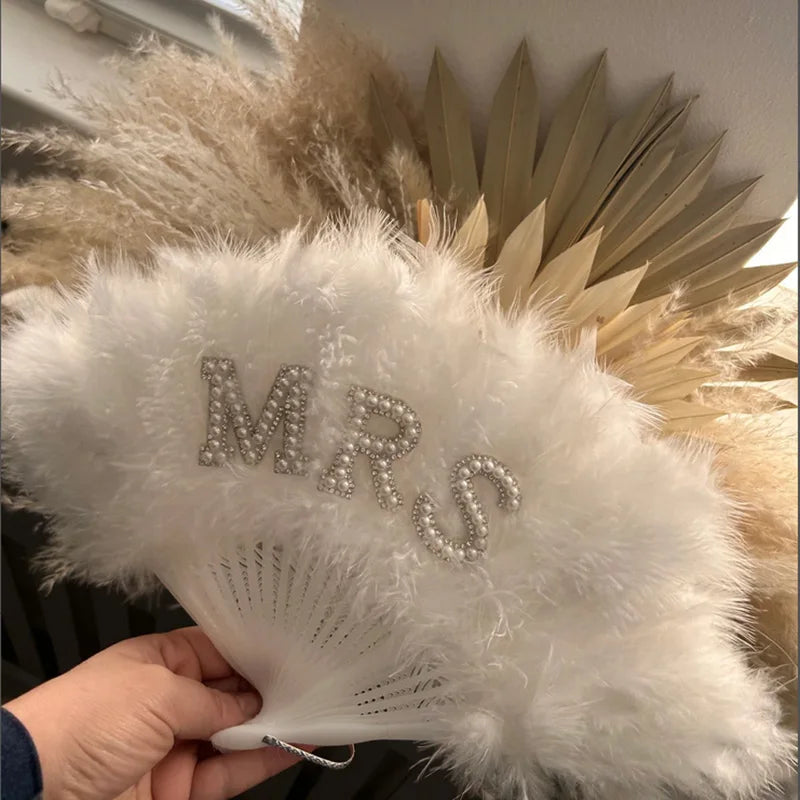 Bride Feather Fan - M.Y.A.A.'S Bridal Party Collection