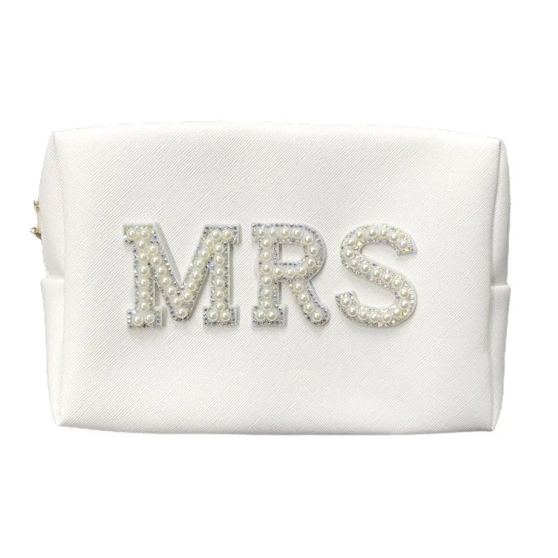 Bride/Mrs Pearl Makeup Travel Bag Travel Wedding Cosmetics Storage Bag - M.Y.A.A.'S Bridal Party Collection
