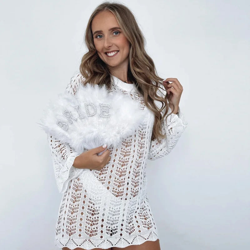 Bride Feather Fan - M.Y.A.A.'S Bridal Party Collection
